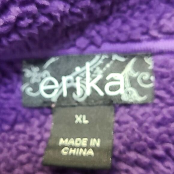 Erika Purple Sherpa Vest, Zips Down the Front, Drawstring Waist, 2 Pockets,Sz - Picture 11 of 12